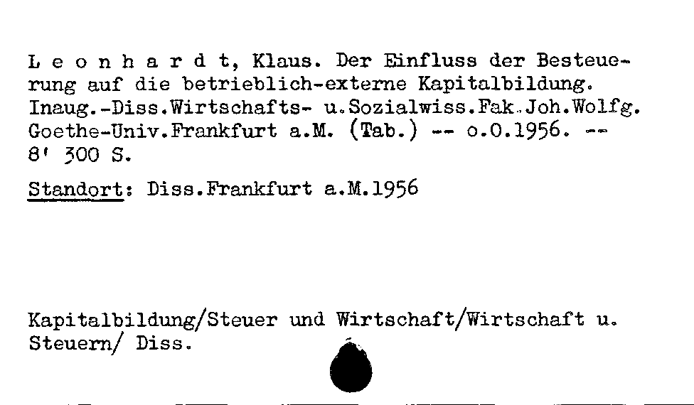 [Katalogkarte Dissertationenkatalog bis 1980]