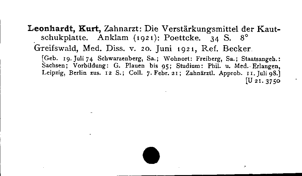 [Katalogkarte Dissertationenkatalog bis 1980]