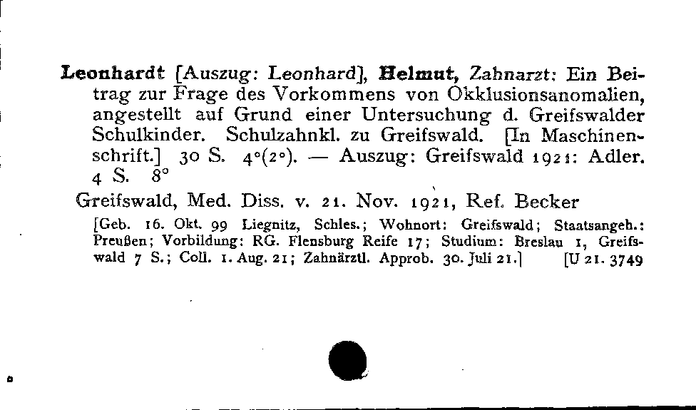 [Katalogkarte Dissertationenkatalog bis 1980]