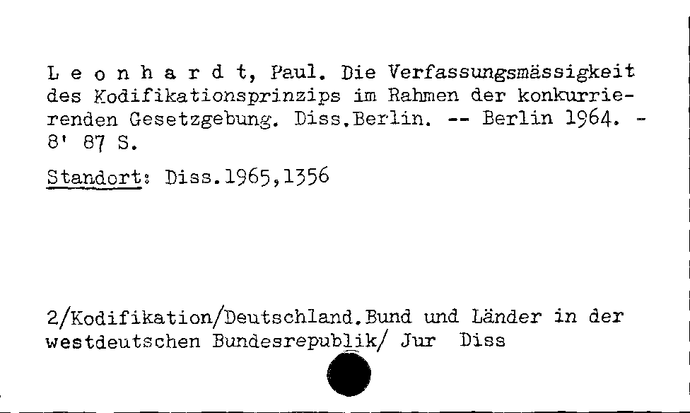 [Katalogkarte Dissertationenkatalog bis 1980]