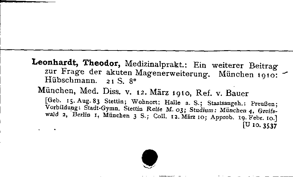 [Katalogkarte Dissertationenkatalog bis 1980]