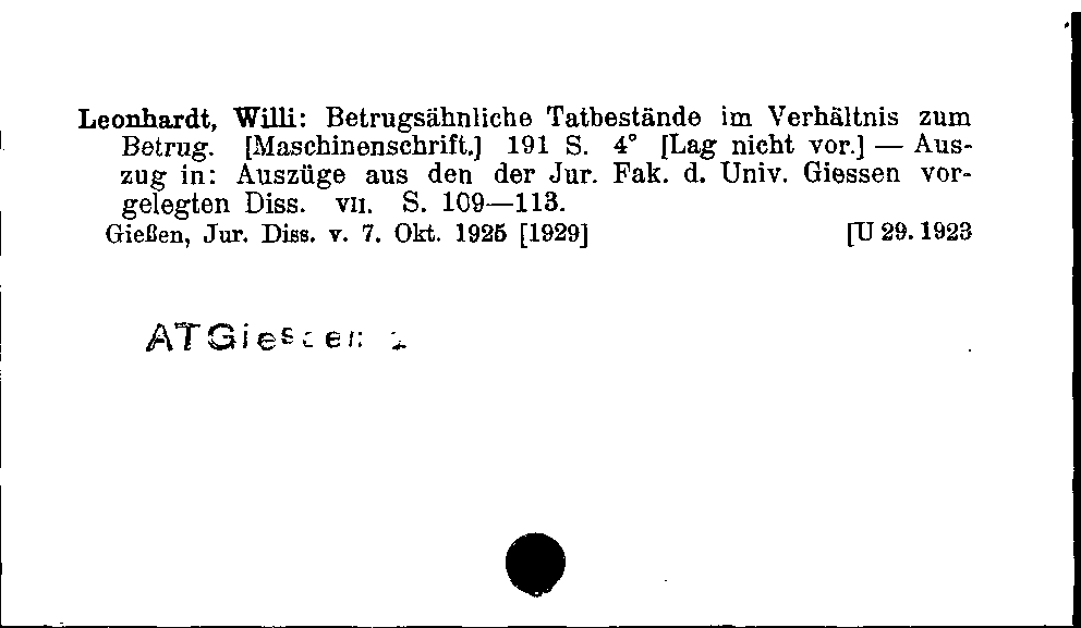 [Katalogkarte Dissertationenkatalog bis 1980]