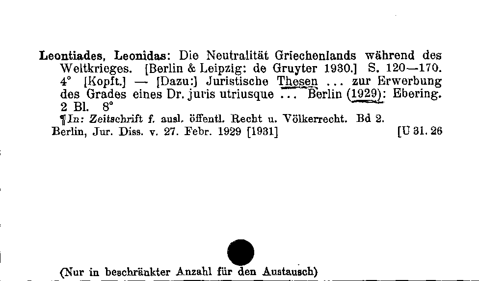 [Katalogkarte Dissertationenkatalog bis 1980]