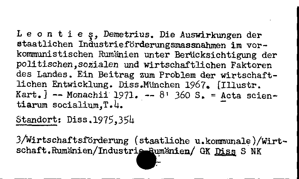 [Katalogkarte Dissertationenkatalog bis 1980]