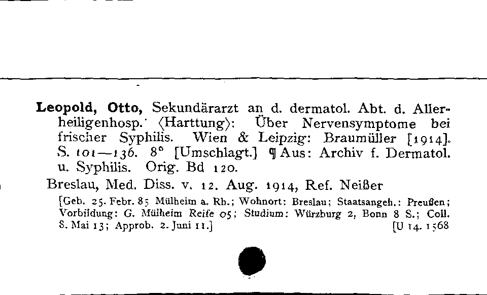 [Katalogkarte Dissertationenkatalog bis 1980]