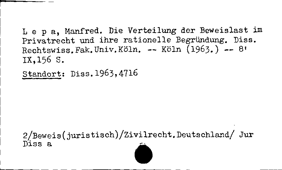 [Katalogkarte Dissertationenkatalog bis 1980]