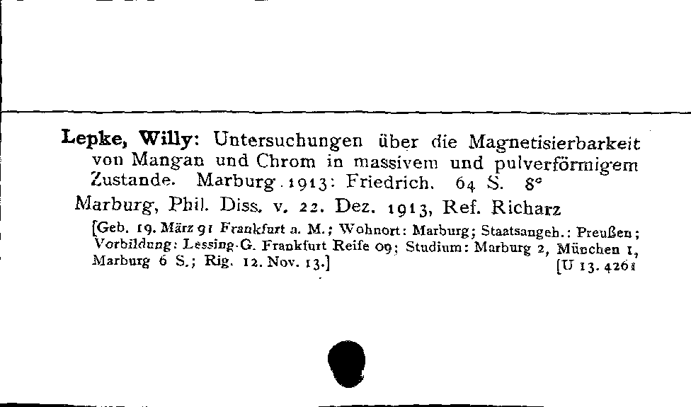 [Katalogkarte Dissertationenkatalog bis 1980]