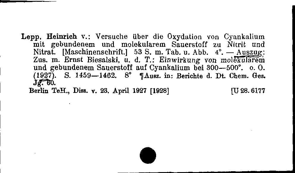 [Katalogkarte Dissertationenkatalog bis 1980]