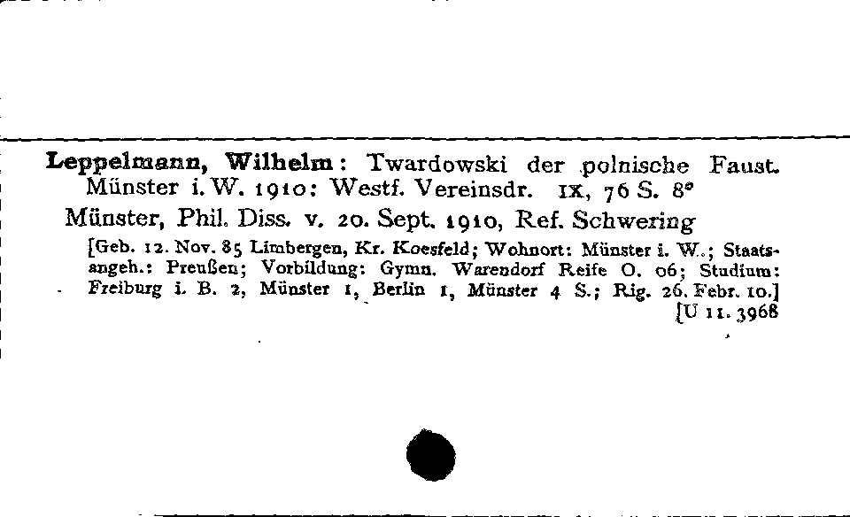 [Katalogkarte Dissertationenkatalog bis 1980]