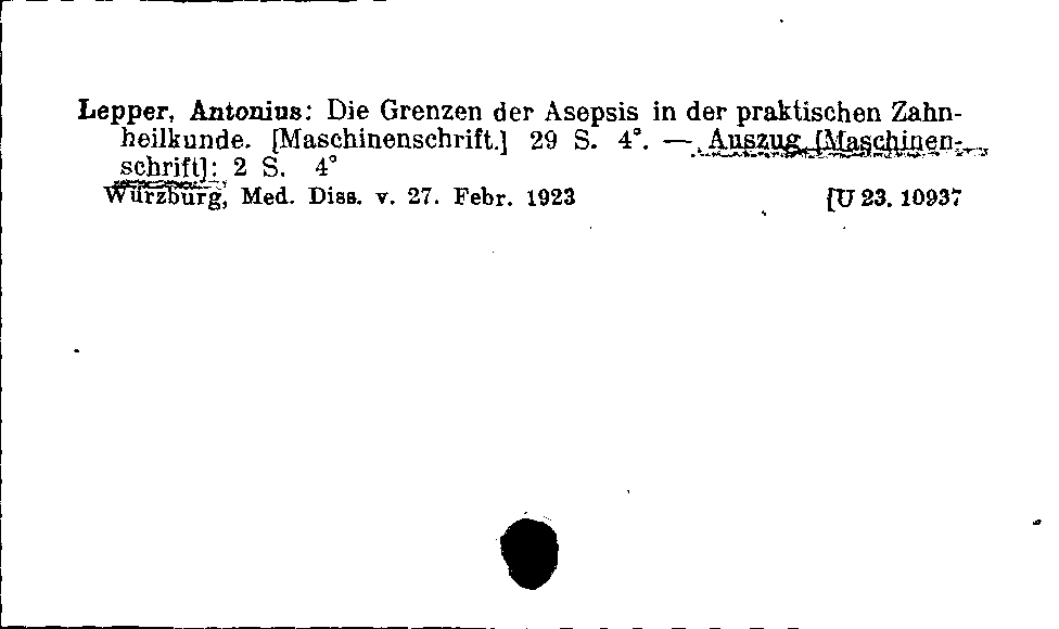 [Katalogkarte Dissertationenkatalog bis 1980]