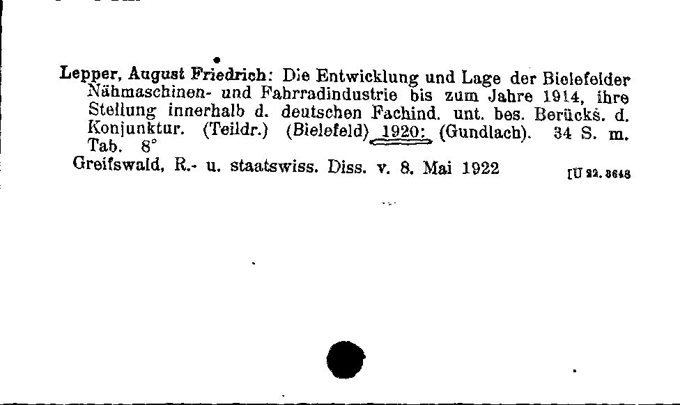 [Katalogkarte Dissertationenkatalog bis 1980]