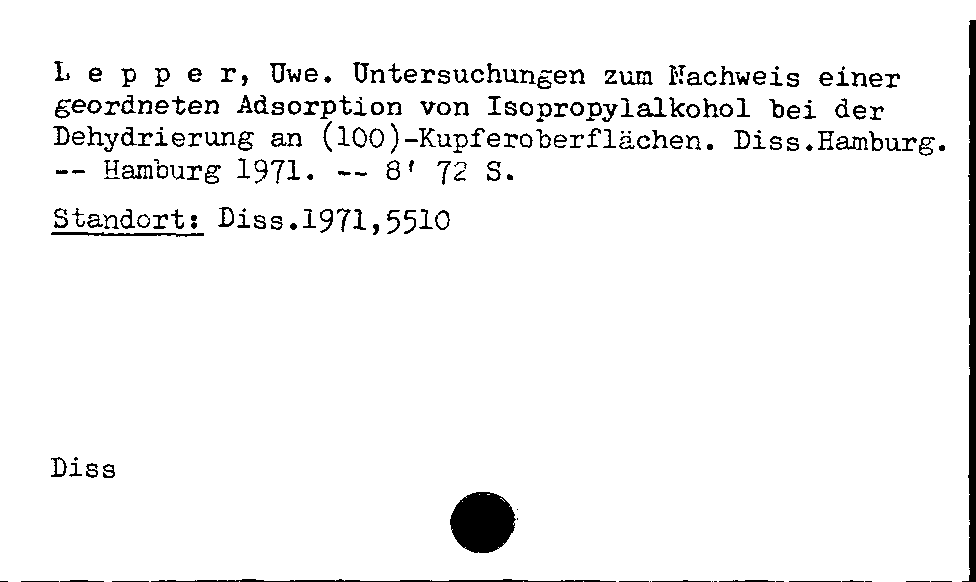 [Katalogkarte Dissertationenkatalog bis 1980]