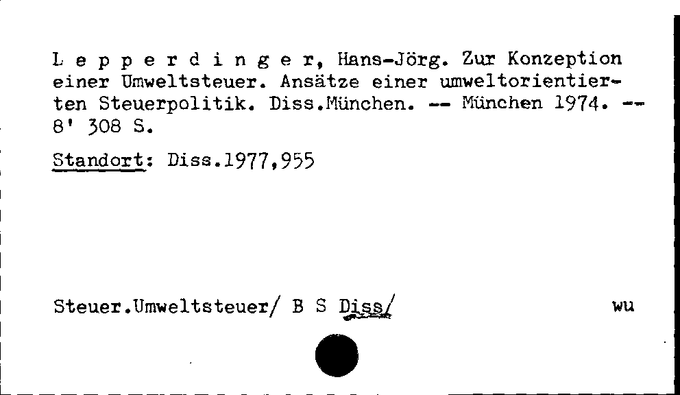 [Katalogkarte Dissertationenkatalog bis 1980]