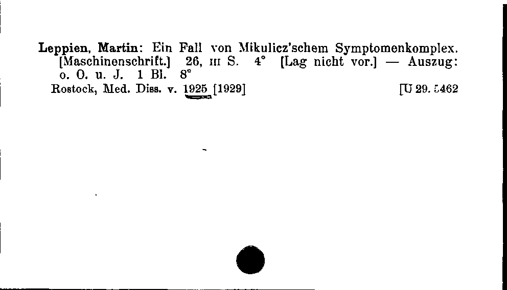 [Katalogkarte Dissertationenkatalog bis 1980]