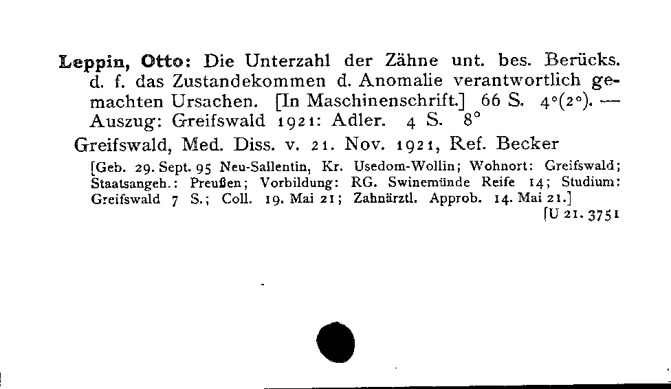 [Katalogkarte Dissertationenkatalog bis 1980]