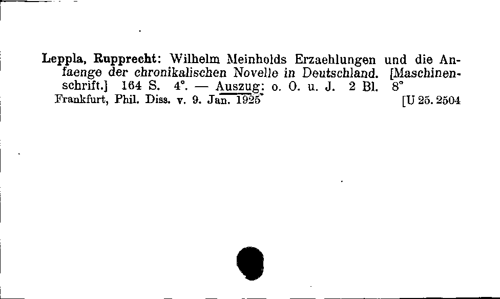 [Katalogkarte Dissertationenkatalog bis 1980]