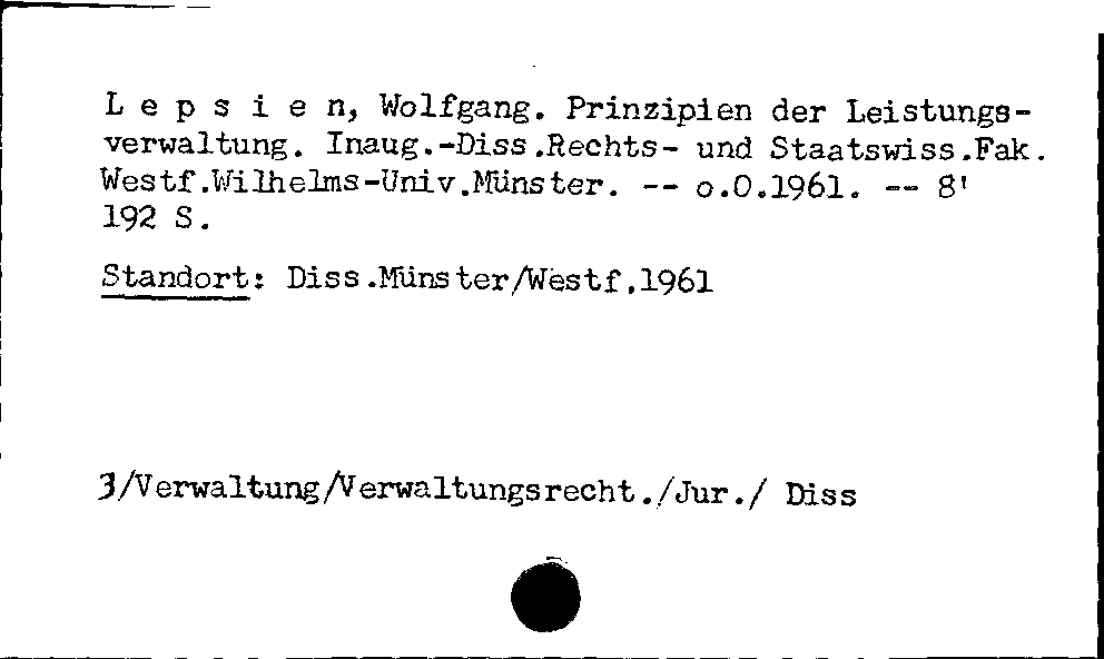 [Katalogkarte Dissertationenkatalog bis 1980]