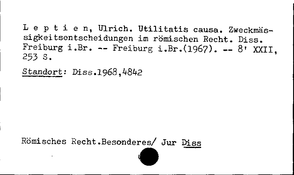 [Katalogkarte Dissertationenkatalog bis 1980]