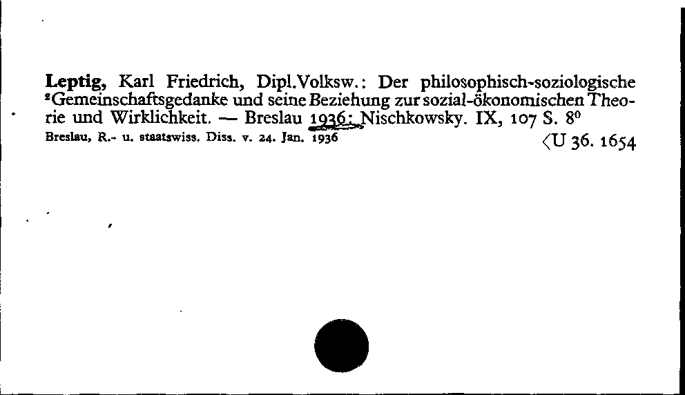 [Katalogkarte Dissertationenkatalog bis 1980]