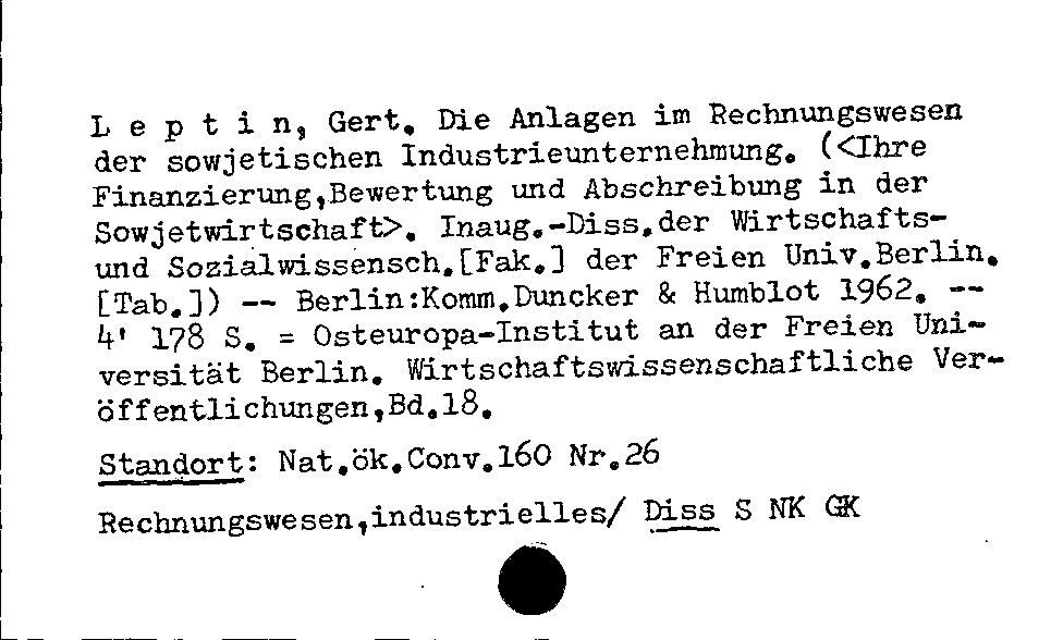 [Katalogkarte Dissertationenkatalog bis 1980]