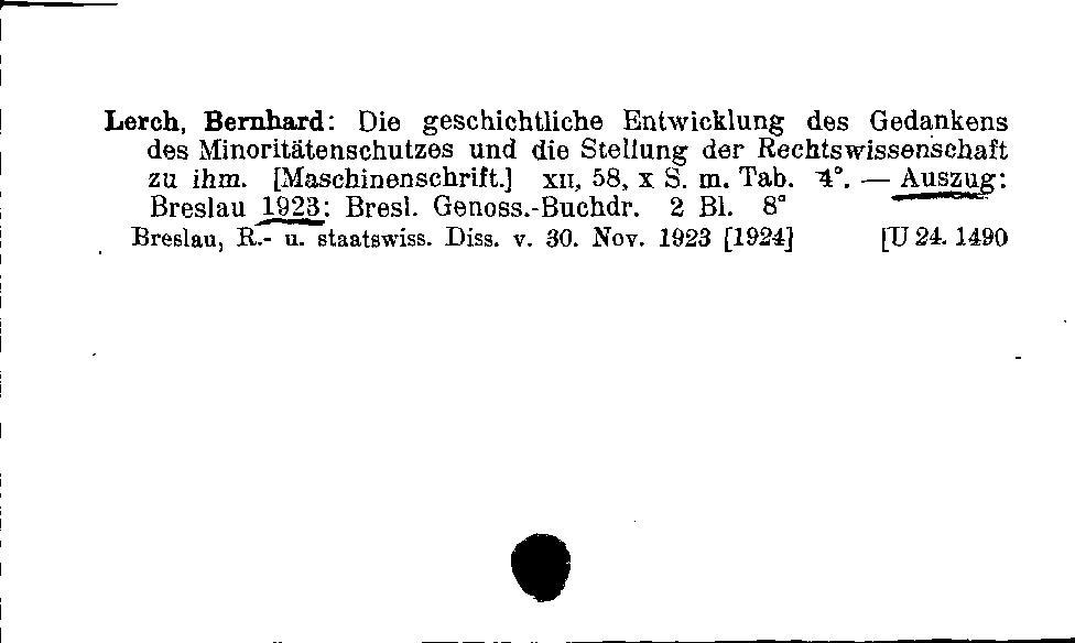 [Katalogkarte Dissertationenkatalog bis 1980]