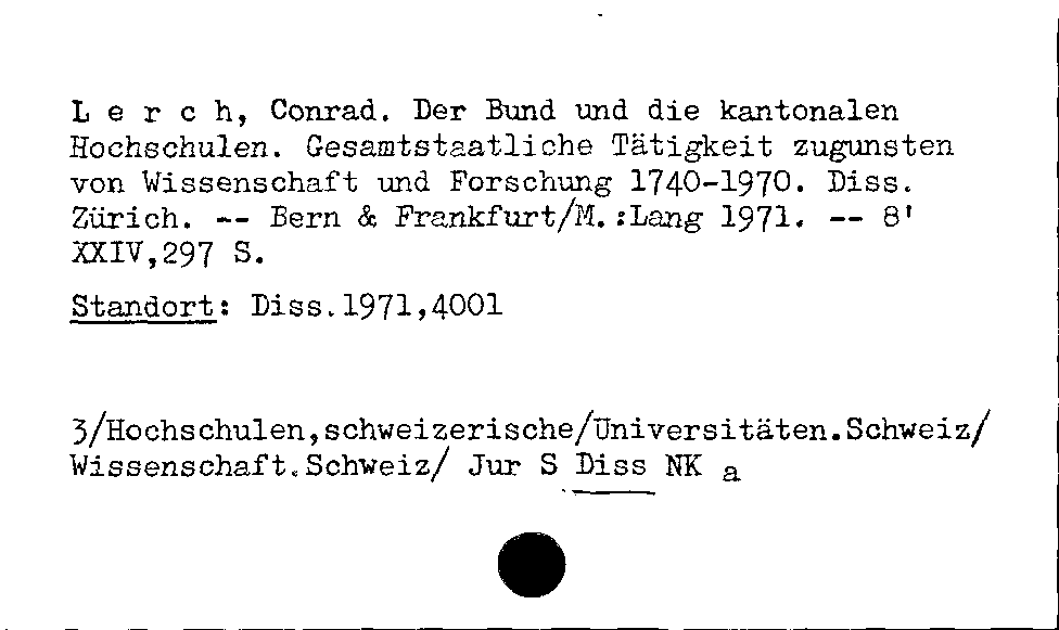 [Katalogkarte Dissertationenkatalog bis 1980]