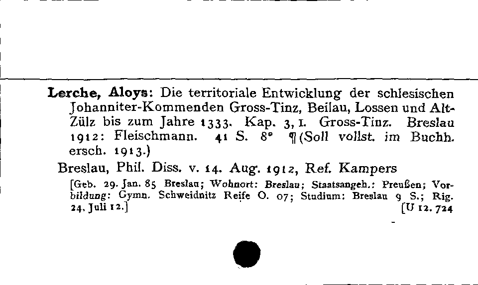 [Katalogkarte Dissertationenkatalog bis 1980]