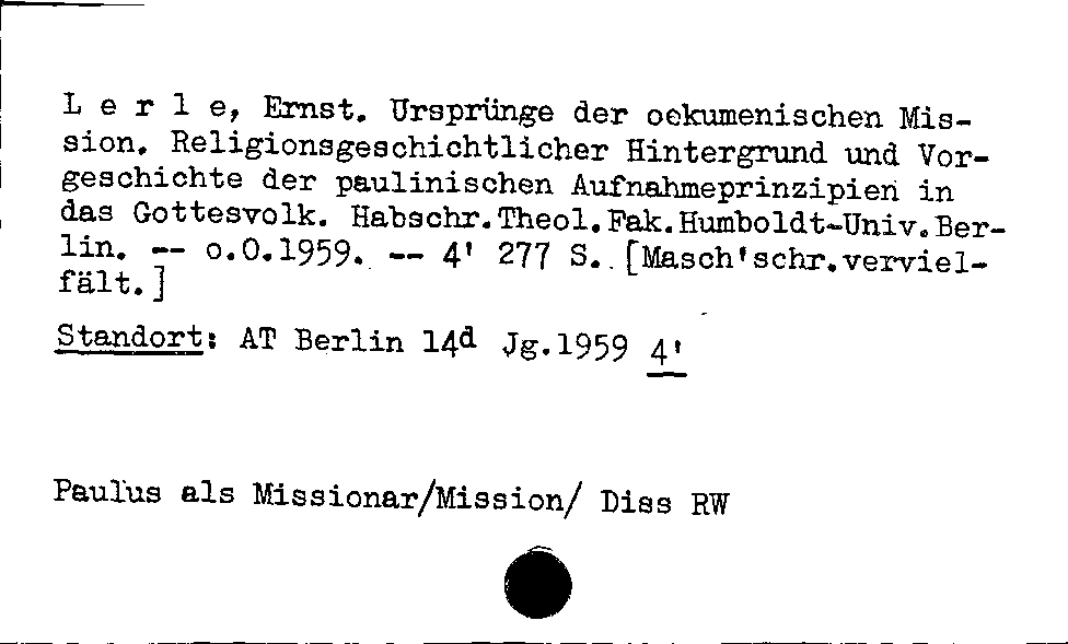 [Katalogkarte Dissertationenkatalog bis 1980]