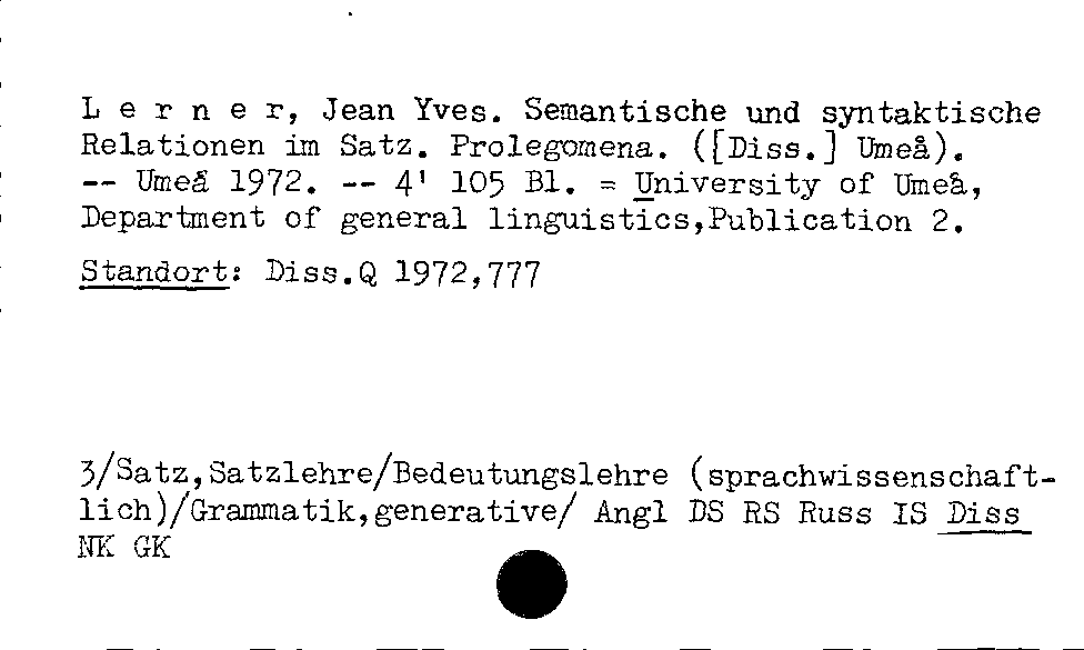 [Katalogkarte Dissertationenkatalog bis 1980]