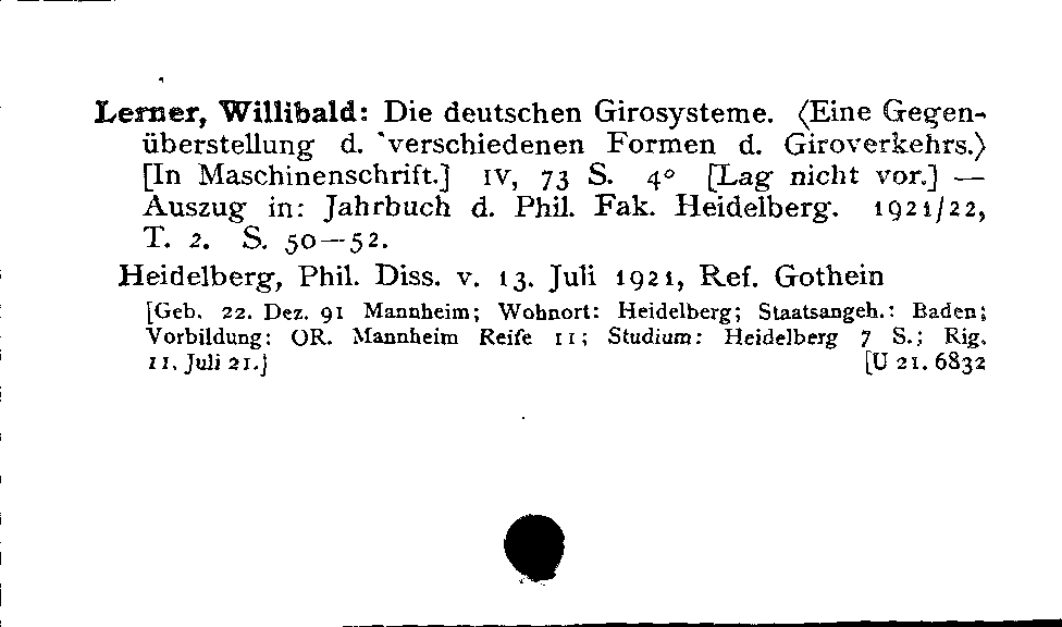 [Katalogkarte Dissertationenkatalog bis 1980]