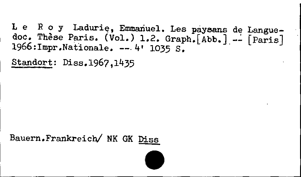 [Katalogkarte Dissertationenkatalog bis 1980]