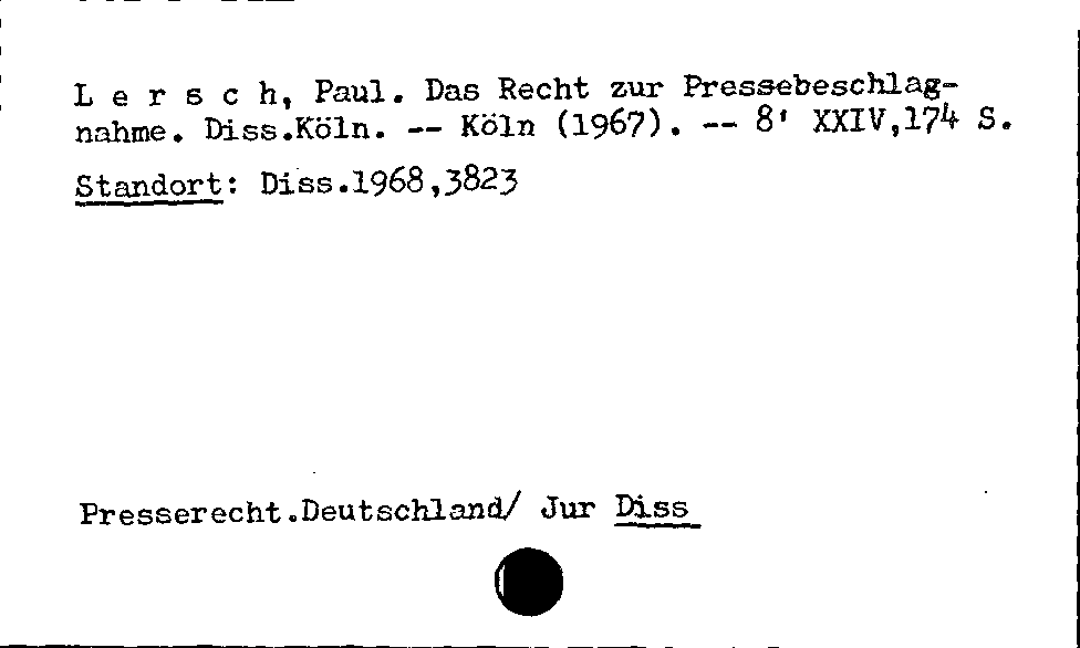 [Katalogkarte Dissertationenkatalog bis 1980]