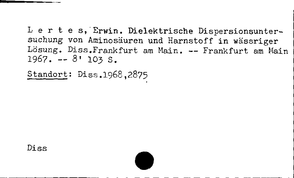 [Katalogkarte Dissertationenkatalog bis 1980]