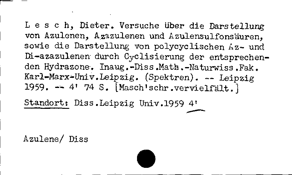 [Katalogkarte Dissertationenkatalog bis 1980]