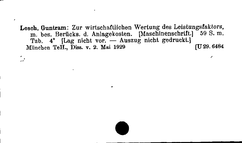 [Katalogkarte Dissertationenkatalog bis 1980]