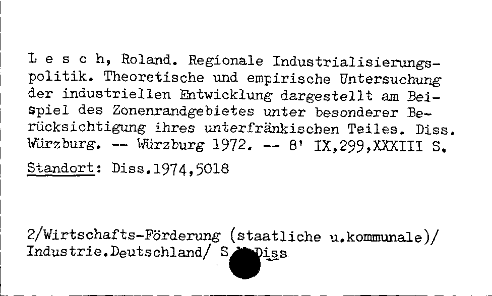 [Katalogkarte Dissertationenkatalog bis 1980]