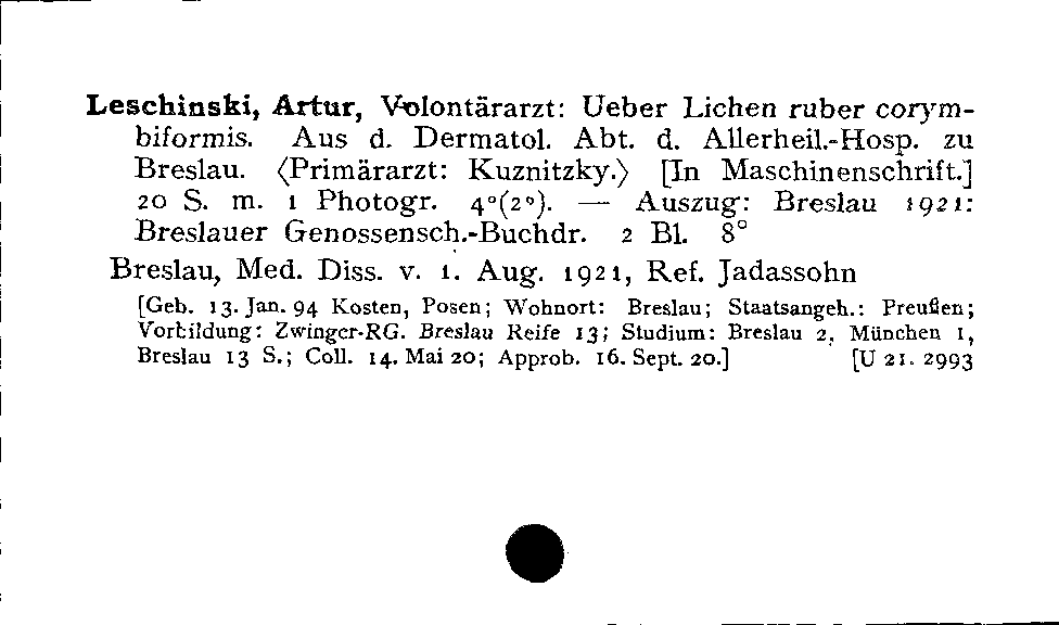 [Katalogkarte Dissertationenkatalog bis 1980]