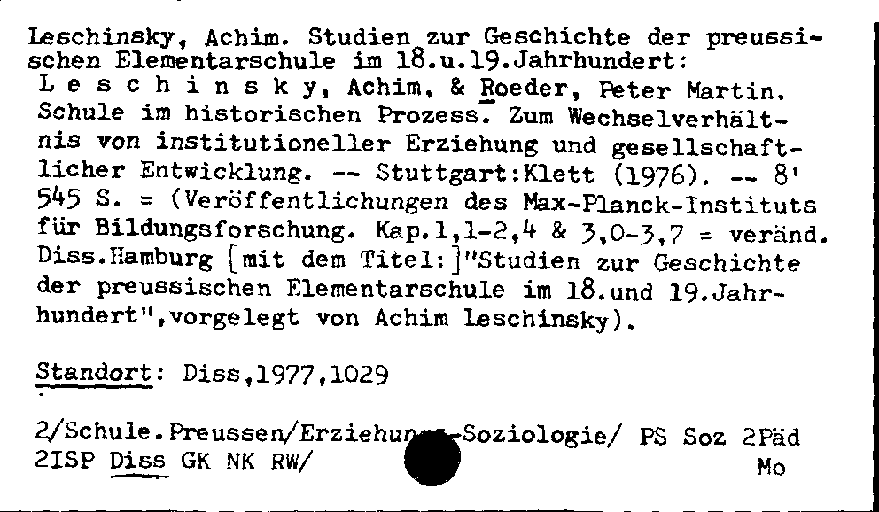 [Katalogkarte Dissertationenkatalog bis 1980]