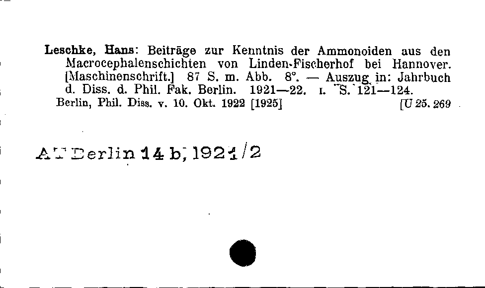 [Katalogkarte Dissertationenkatalog bis 1980]