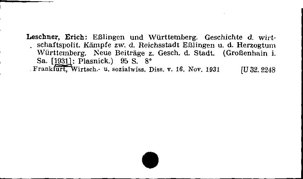 [Katalogkarte Dissertationenkatalog bis 1980]