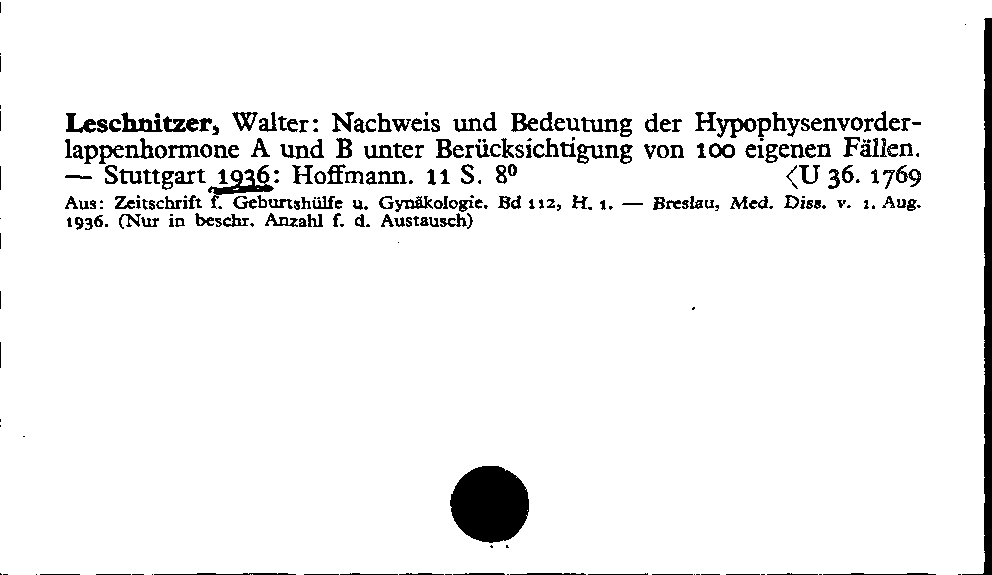 [Katalogkarte Dissertationenkatalog bis 1980]