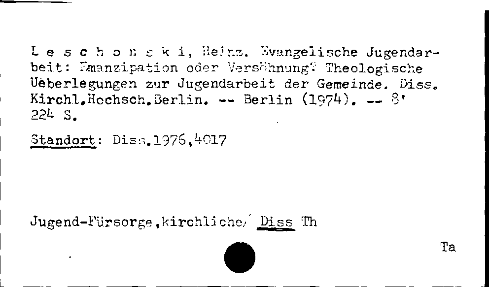 [Katalogkarte Dissertationenkatalog bis 1980]