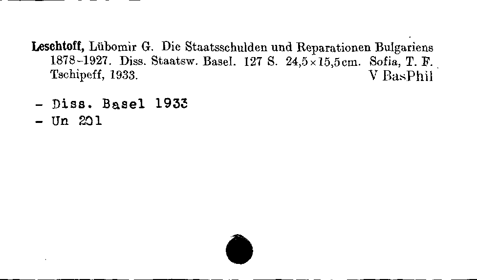 [Katalogkarte Dissertationenkatalog bis 1980]