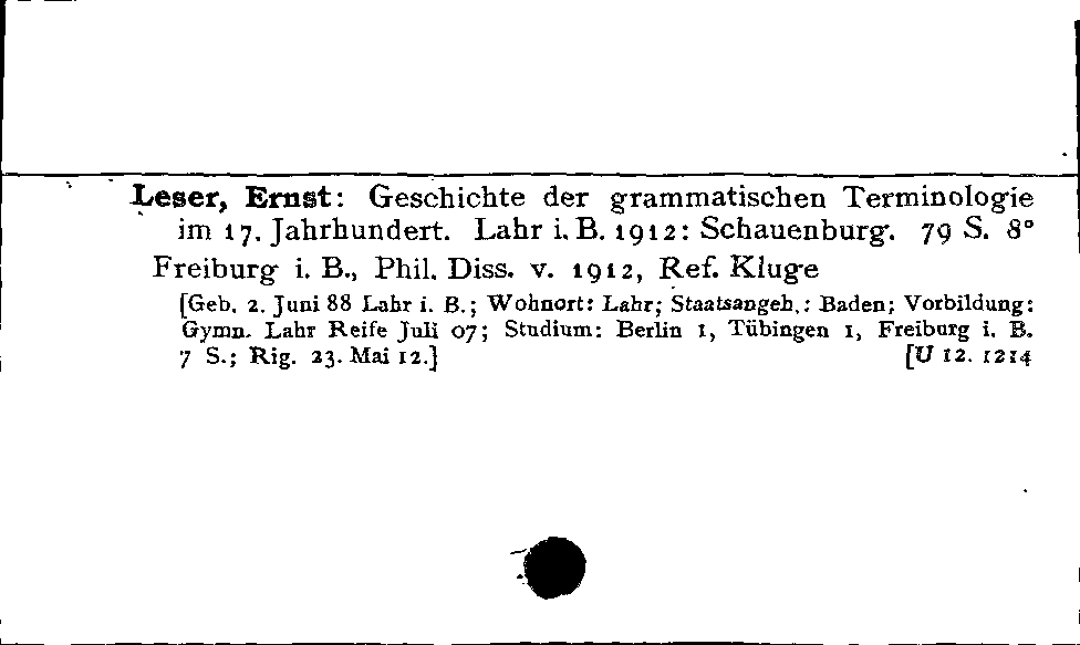 [Katalogkarte Dissertationenkatalog bis 1980]