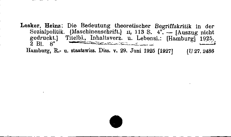 [Katalogkarte Dissertationenkatalog bis 1980]