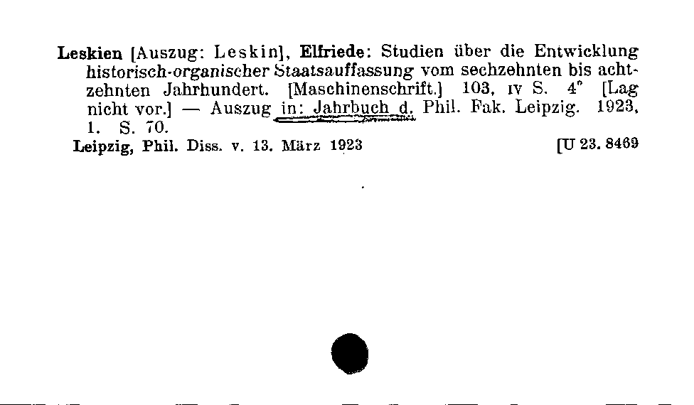 [Katalogkarte Dissertationenkatalog bis 1980]