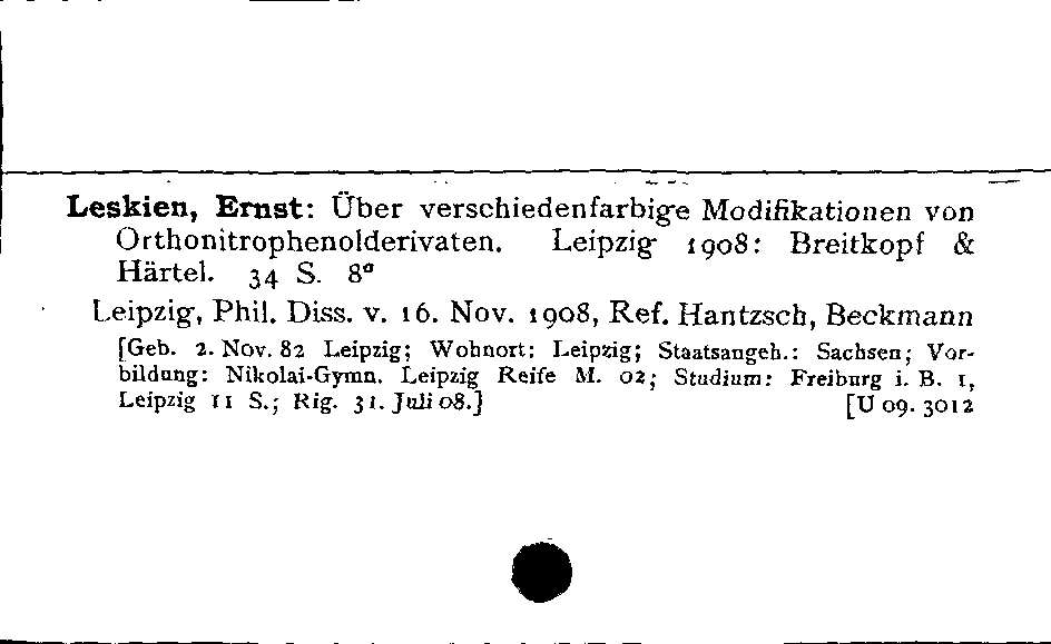 [Katalogkarte Dissertationenkatalog bis 1980]