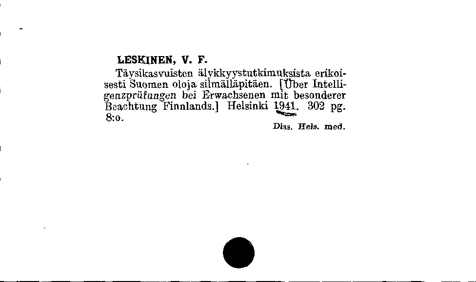 [Katalogkarte Dissertationenkatalog bis 1980]