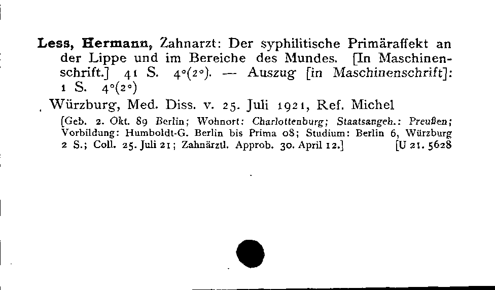 [Katalogkarte Dissertationenkatalog bis 1980]