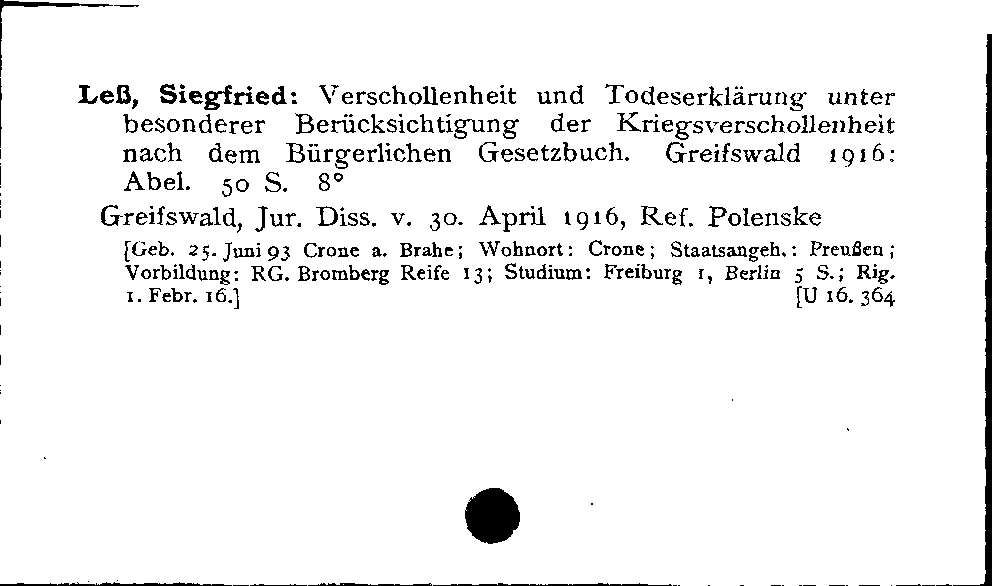 [Katalogkarte Dissertationenkatalog bis 1980]